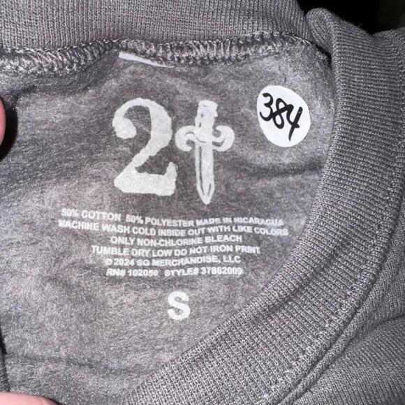 21 SAVAGE Washed Crewneck Sweatshirt in Charcoal, Size S, New without Tag - Picture 9 of 9